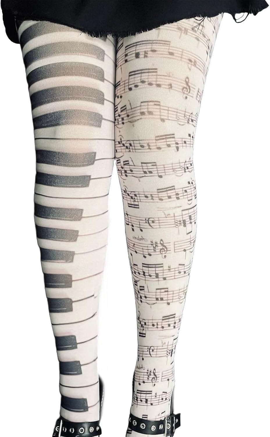 Y2K Scene Whimsy Twee Piano Funky Tights Emo Grunge Women Music Note Legging Clothes Accessories