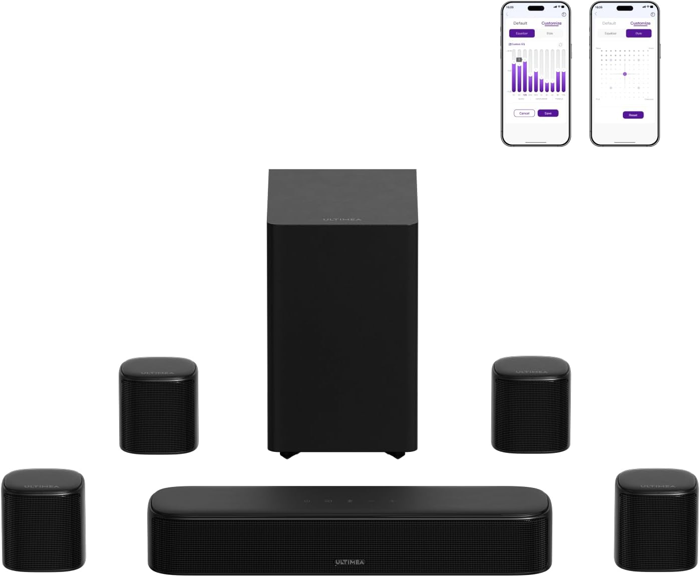 ULTIMEA 7.1ch Surround Sound Bar for Smart TV, with 4 Surround Speakers, Peak Power 330W, Surround Sound System Soundbar with Subwoofer, HDMI ARC, Bluetooth 6.0, Optical, Aux, Aura A40 Pro, 2026 Model